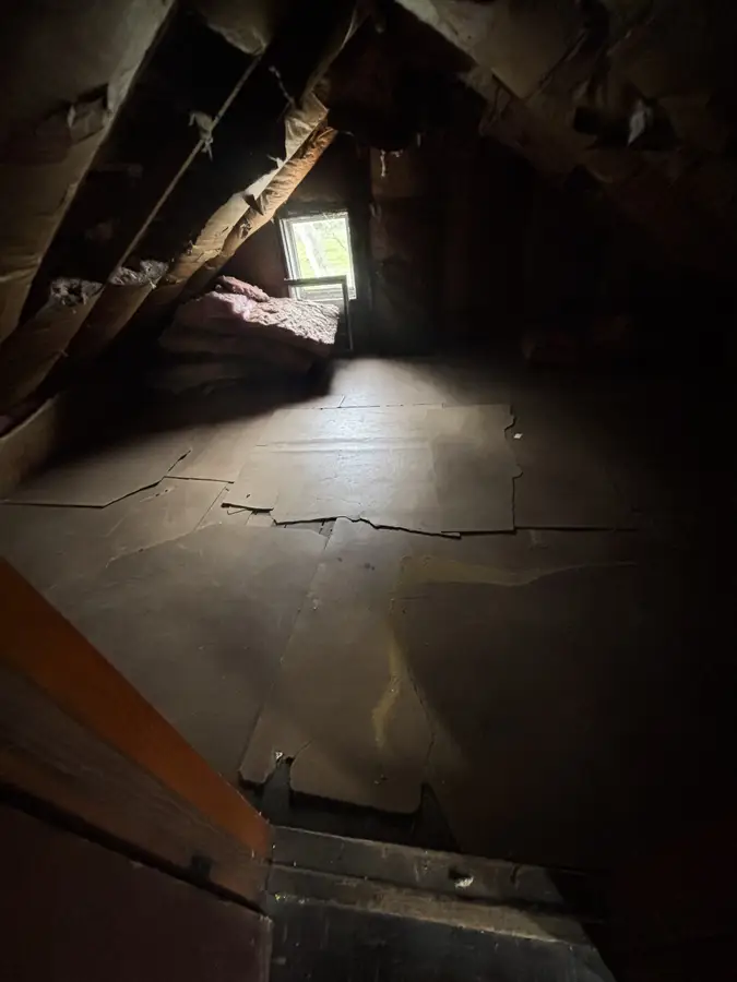Attic storage emptied and swept